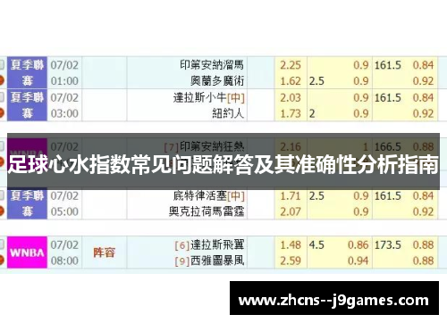 足球心水指数常见问题解答及其准确性分析指南 足球心水指数常见问题解答及其准确性分析指南